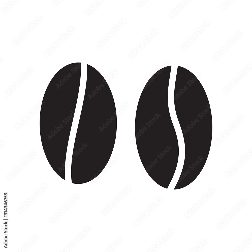 Coffee bean vector glyph flat icon on white background Coffee bean vector glyph flat icon on white background