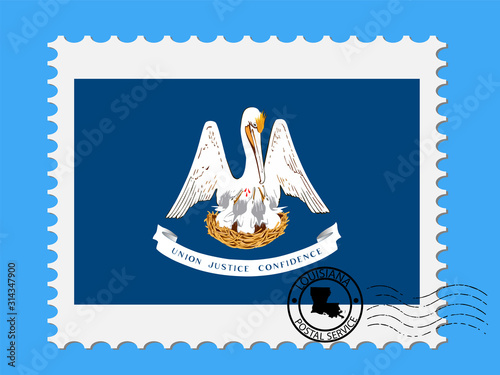 U.S. state of Louisiana Flag with Postage Stamp Vector illustration Eps 10