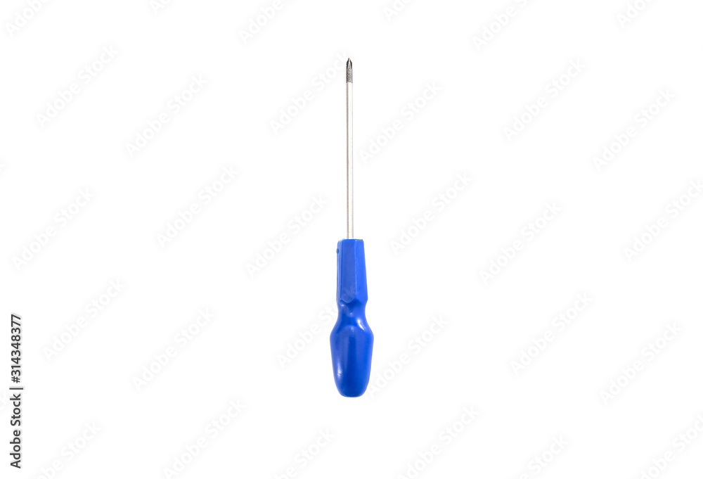 Fototapeta blue, small screwdriver isolated on a white background.