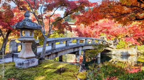 Eikando Zerin-ji Temple  Bridge with fall foliage - Kyoto  Japan