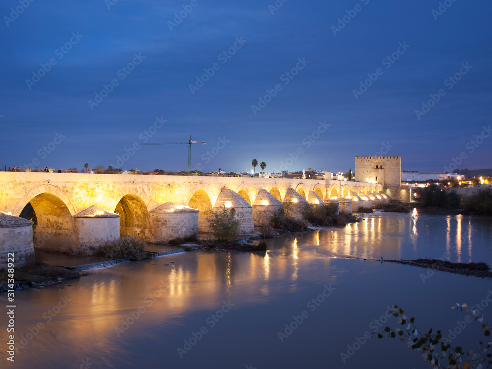 Roman bridge in the city of Cordoba in Spain