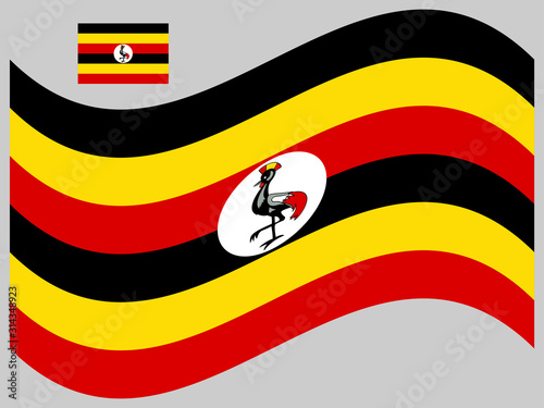 Wave Flag of Uganda Vector illustration eps 10
