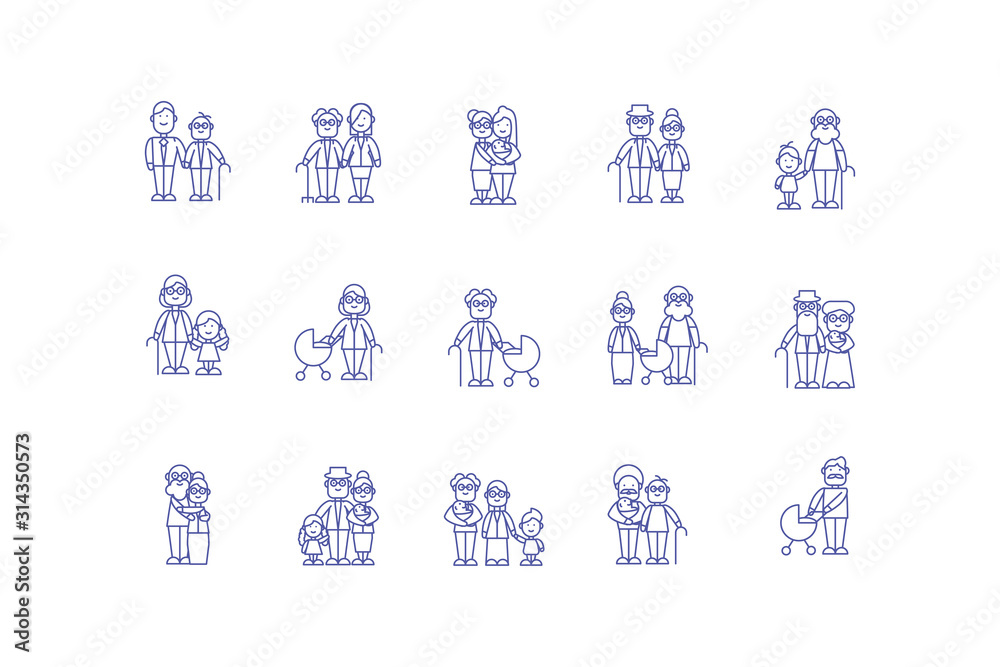Isolated family cartoons icon set vector design