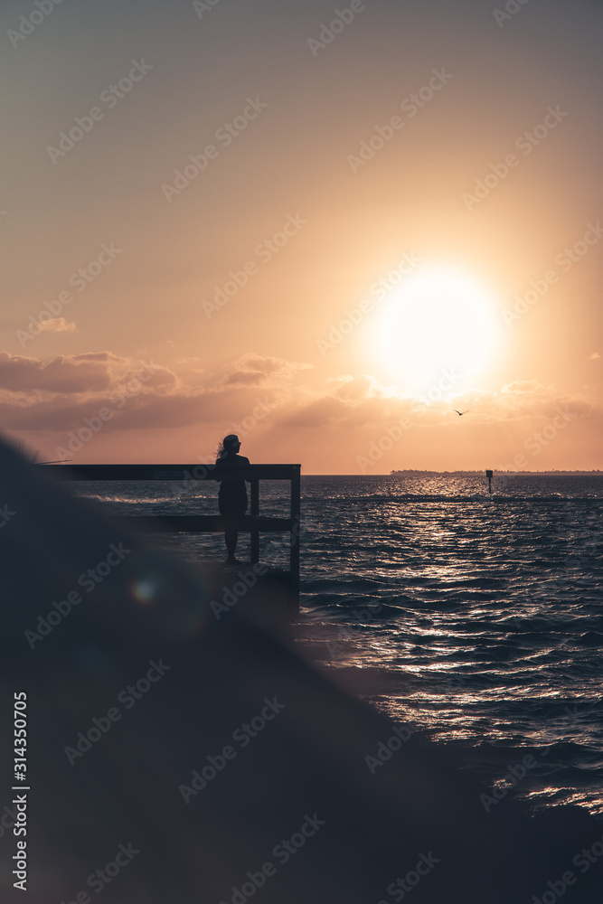 Fototapeta premium person gazing sunset