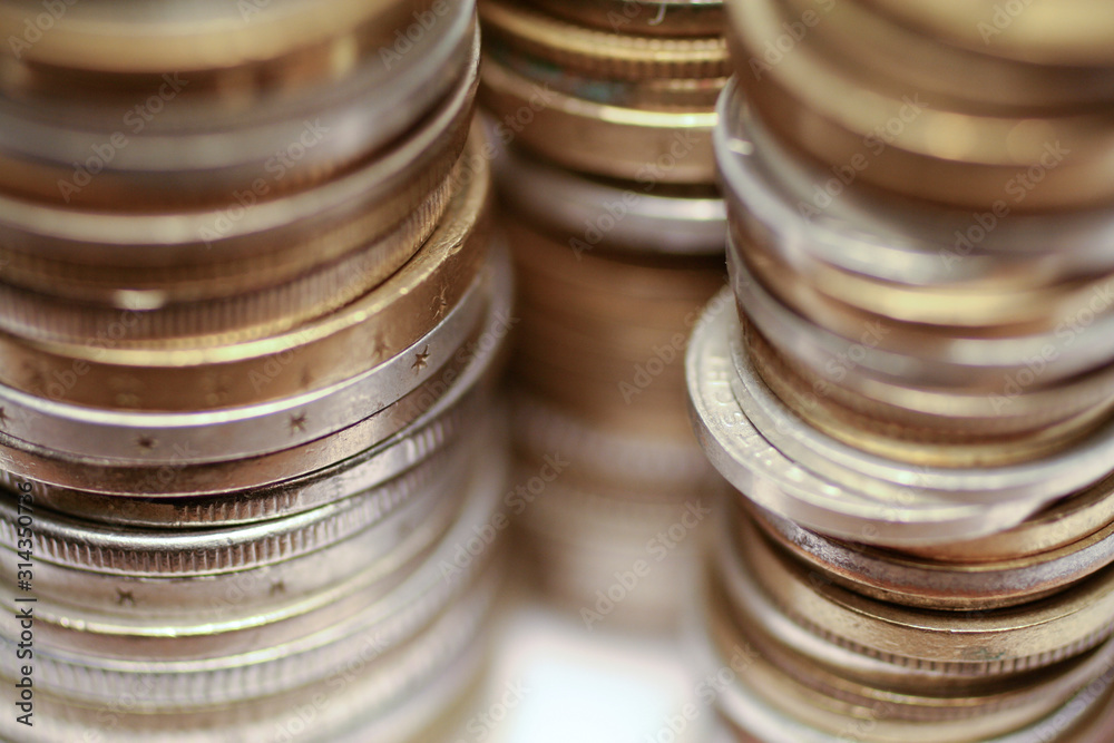 Stack of coins with selective focus Stack of coins with selective focus