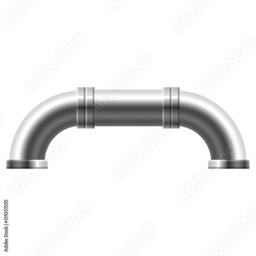 Pipe stainless steel, metallic plumbing fittings pipeline. Water, fuel or gas pipes sewage, oil refinery industry pipeline, house sewervector illustration
