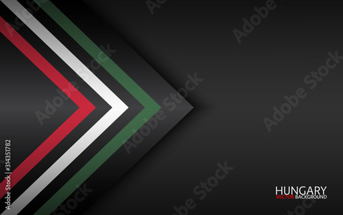 Modern vector colorful arrows with Hungarian colors and grey free space for your text, abstract widescreen background, Made in Hungary