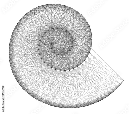 Vector Cobweb OpArt Helix - Generative Art Network Logarithmic Concept Spiral - Openwork Abstract Shell Template