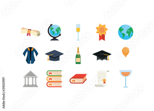 Isolated graduation icon set vector design