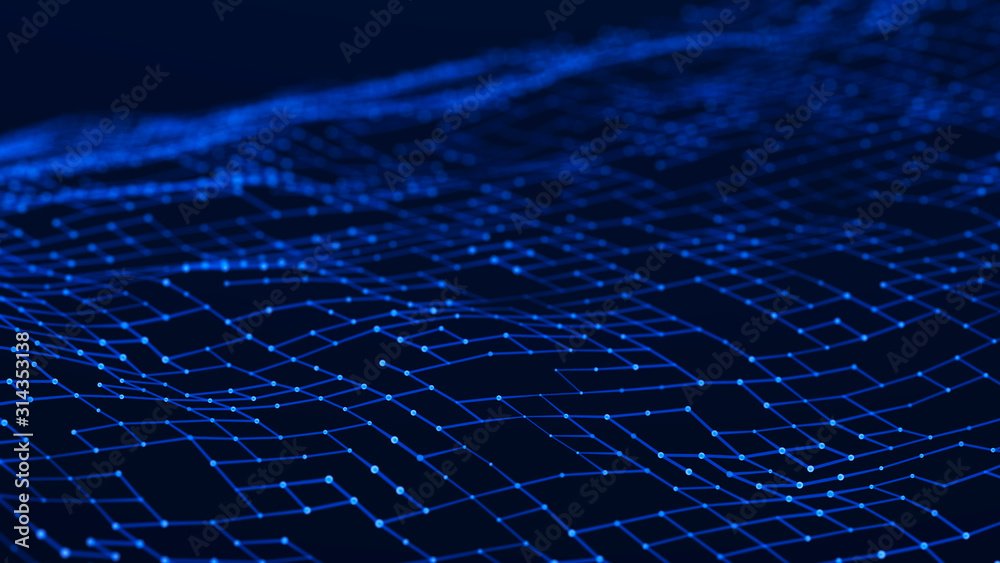 Data technology illustration. Abstract background with connecting dots and lines. 3d rendering. Data technology illustration. Abstract background with connecting dots and lines. 3d rendering.