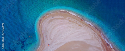 Εκτύπωση καμβά Aerial drone ultra wide top down photo of tropical exotic island bay with turquo