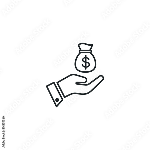 Earn money icon. Pictograph of money on hand icon template color editable. Pictograph of money on hand symbol vector sign isolated on white background illustration for graphic and web design.
