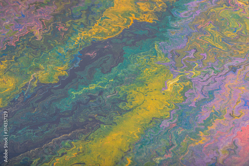 Abstract color background from liquid paints close-up