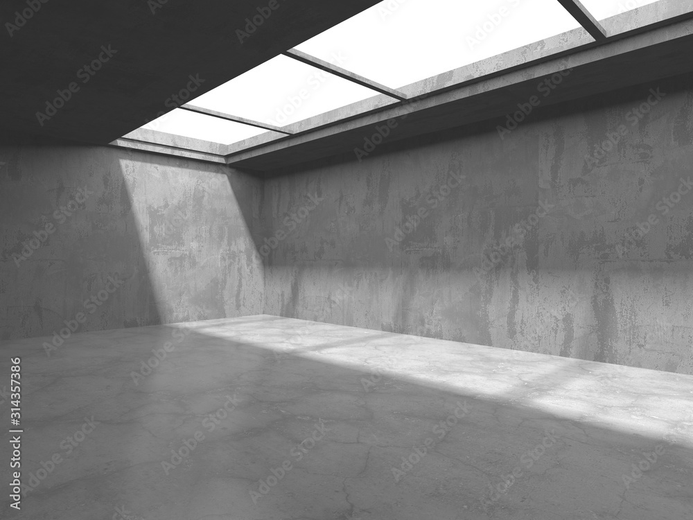Dark concrete empty room. Modern architecture design Dark concrete empty room. Modern architecture design