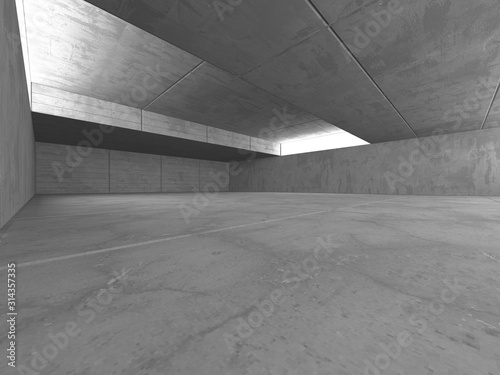 Dark concrete empty room. Modern architecture design