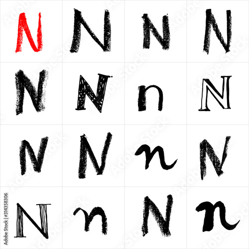  Vector letters. Hand drawn letters. Letters drawn using spray can, inkpen, highlighters and others materials. Variety materials, lines and devices. Set of templates.