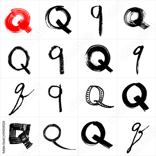  Vector letters. Hand drawn letters. Letters drawn using spray can, inkpen, highlighters and others materials. Variety materials, lines and devices. Set of templates.