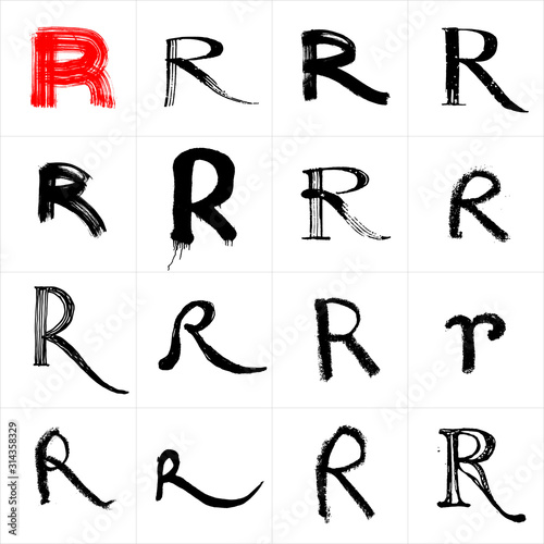  Vector letters. Hand drawn letters. Letters drawn using spray can, inkpen, highlighters and others materials. Variety materials, lines and devices. Set of templates.
