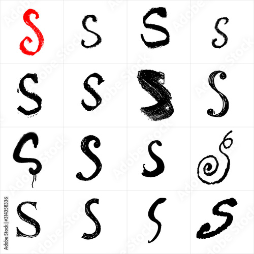  Vector letters. Hand drawn letters. Letters drawn using spray can, inkpen, highlighters and others materials. Variety materials, lines and devices. Set of templates.