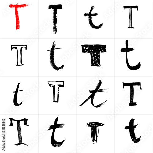  Vector letters. Hand drawn letters. Letters drawn using spray can, inkpen, highlighters and others materials. Variety materials, lines and devices. Set of templates.