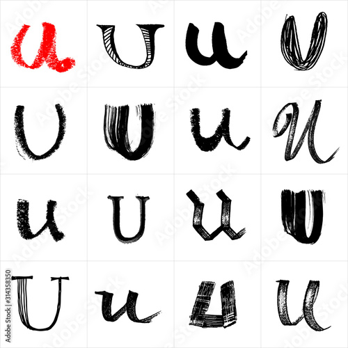  Vector letters. Hand drawn letters. Letters drawn using spray can, inkpen, highlighters and others materials. Variety materials, lines and devices. Set of templates.