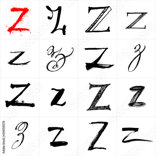  Vector letters. Hand drawn letters. Letters drawn using spray can, inkpen, highlighters and others materials. Variety materials, lines and devices. Set of templates.