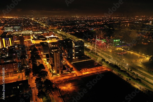 Aerial Bogota Night and Fireworks