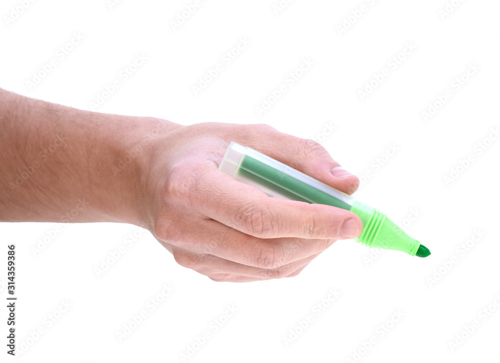 hand with marker isolated on white background hand with marker isolated on white background