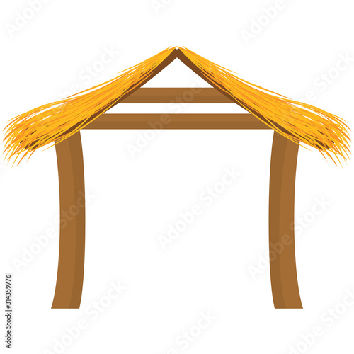 Isolated wooden manger hut