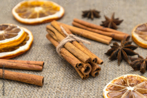 ingredients for mulled wine dried fruit cinnamon