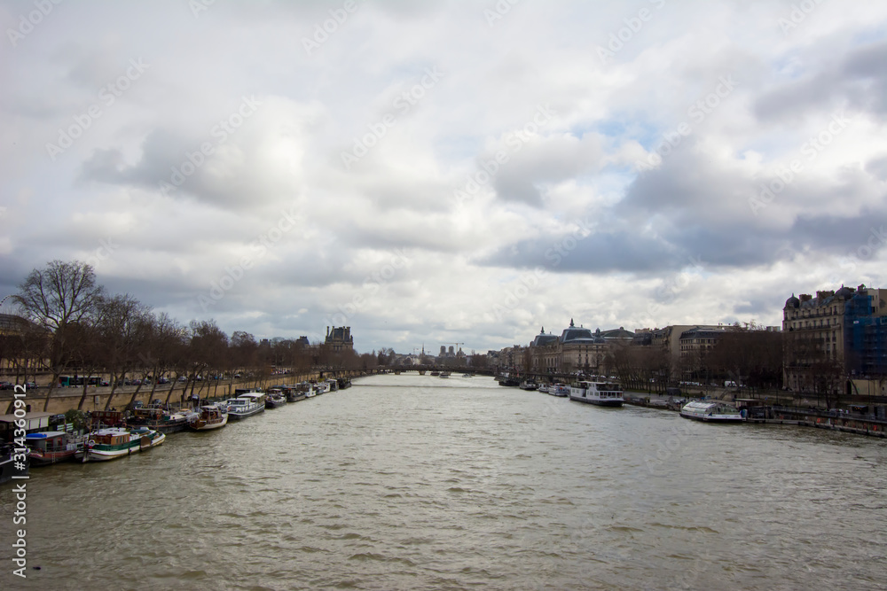 Rio la Sane de Paris France in winter  