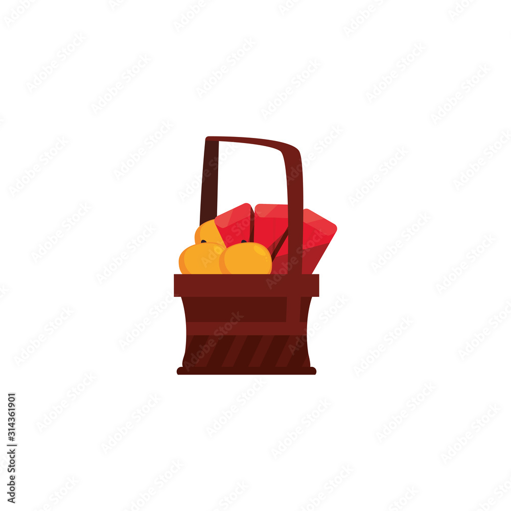 Isolated chinese food inside basket vector design Isolated chinese food inside basket vector design