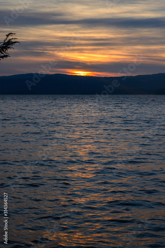 Sunset over the water