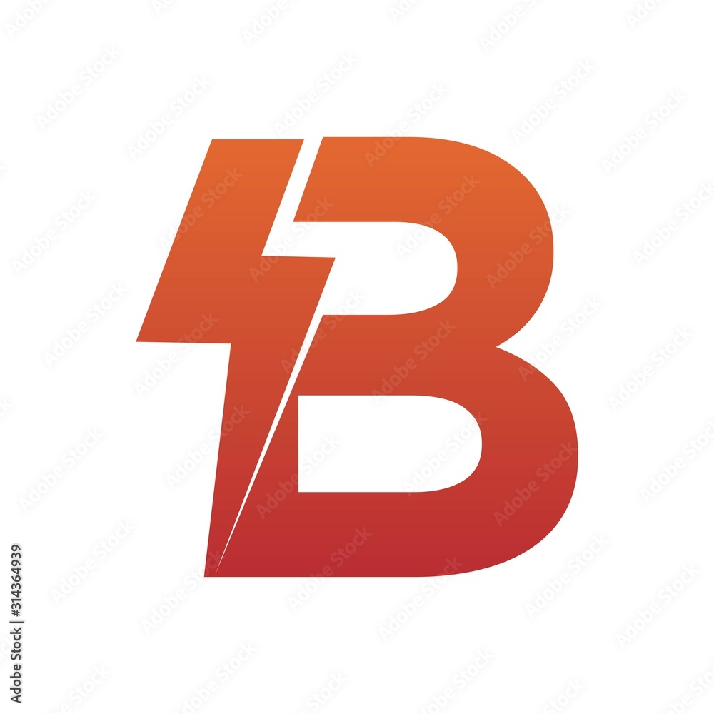 Letter B thunder power shape logo icon. Electrical Icon logo concept. Letter B thunder power shape logo icon. Electrical Icon logo concept.