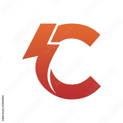Letter C thunder power shape logo icon. Electrical Icon logo concept.	
