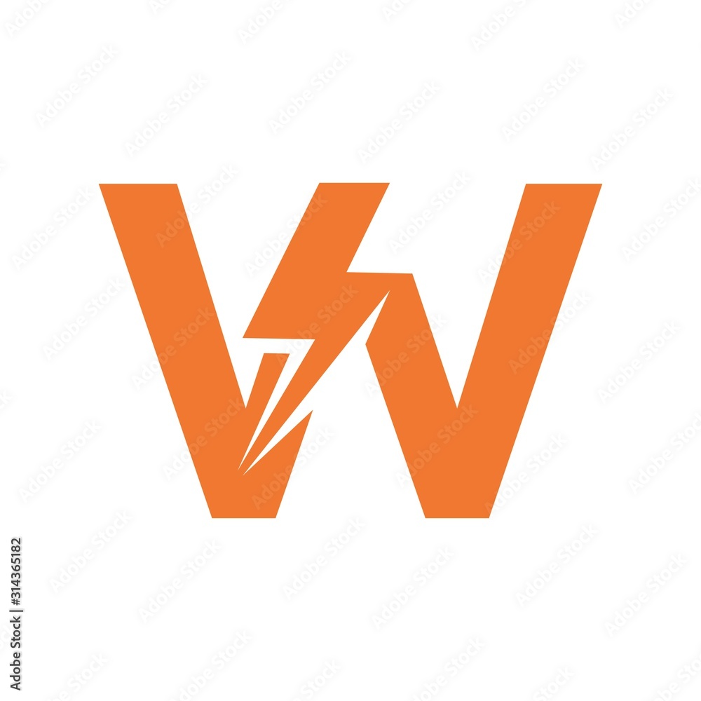 Letter W thunder power shape logo icon. Electrical Icon logo concept. Letter W thunder power shape logo icon. Electrical Icon logo concept.