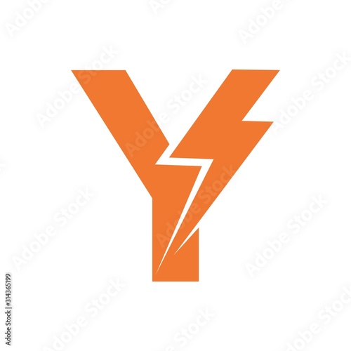 Letter Y thunder power shape logo icon. Electrical Icon logo concept.	