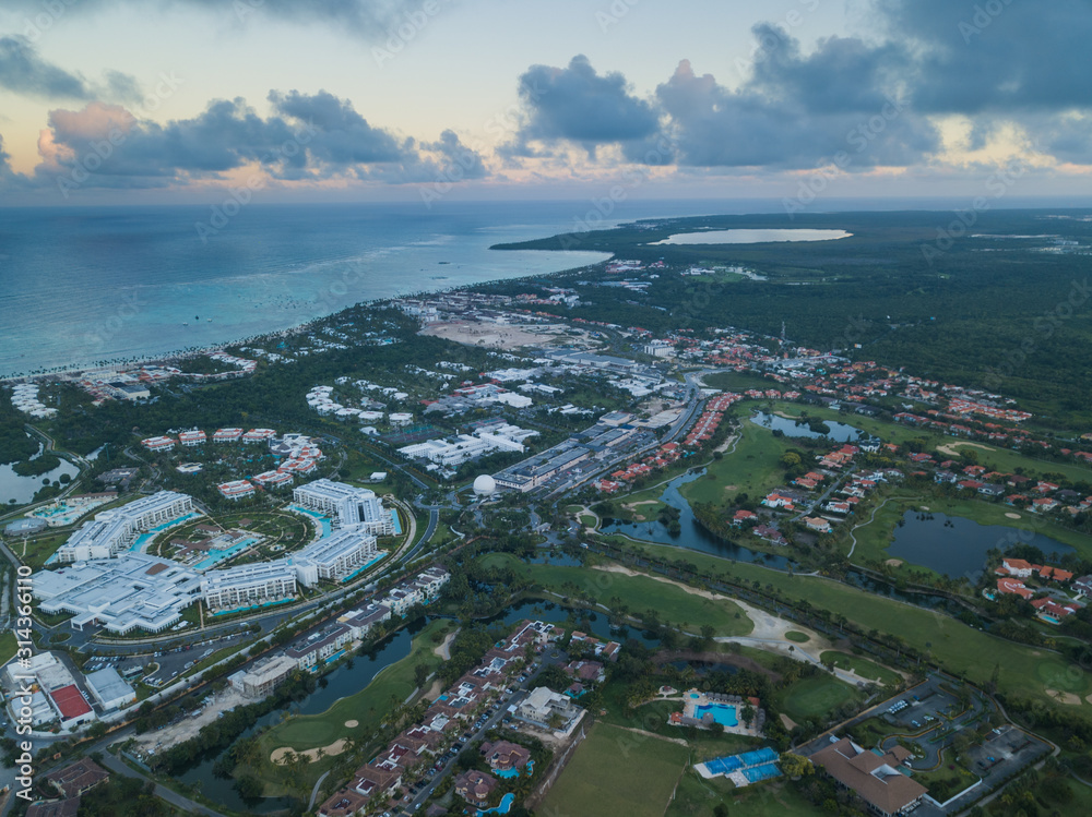 Fototapeta premium Aerial view of Punta Cana, Dominican Republic