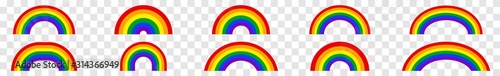 Rainbow Icon Colors | Rainbows | Peace Symbol | Weather Logo | Happy Sign | Isolated Transparent | Variations