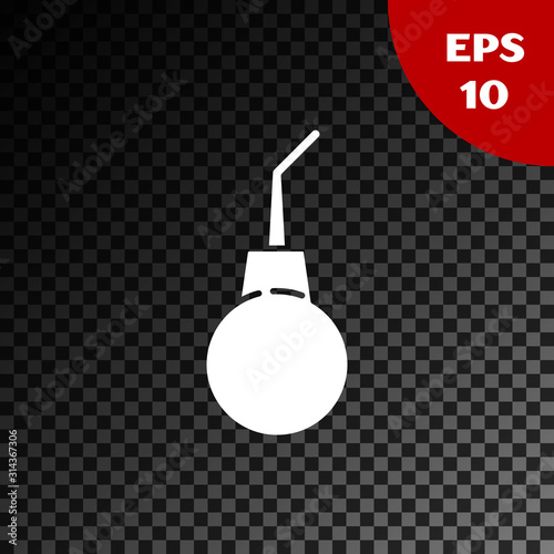 White Enema pear icon isolated on transparent dark background. Medical rubber pump. Vector Illustration