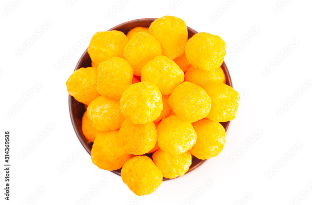 Cheese Covered Balls Isolated on a White Background
