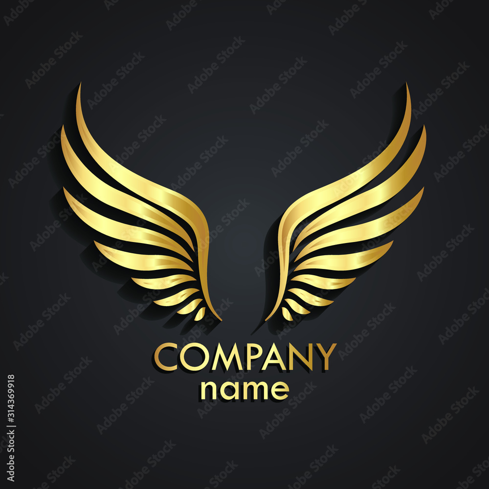 Vettoriale Stock 3d golden metal wings logo design Adobe Stock