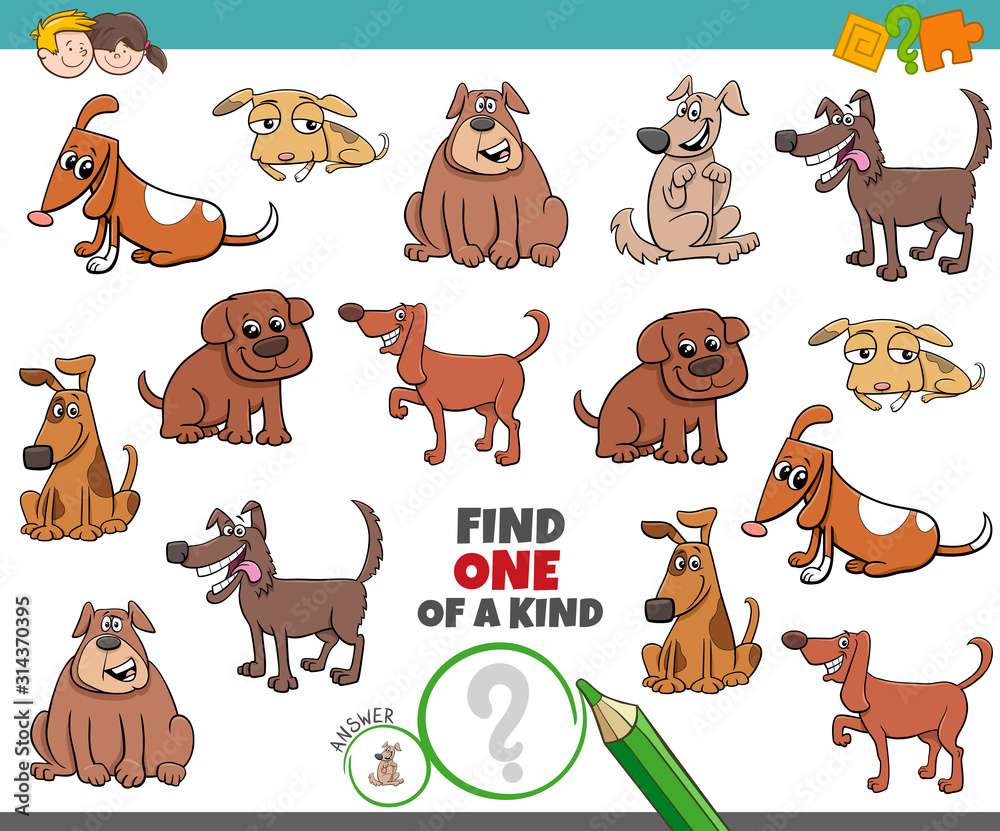 one of a kind game for kids with comic dogs one of a kind game for kids with comic dogs