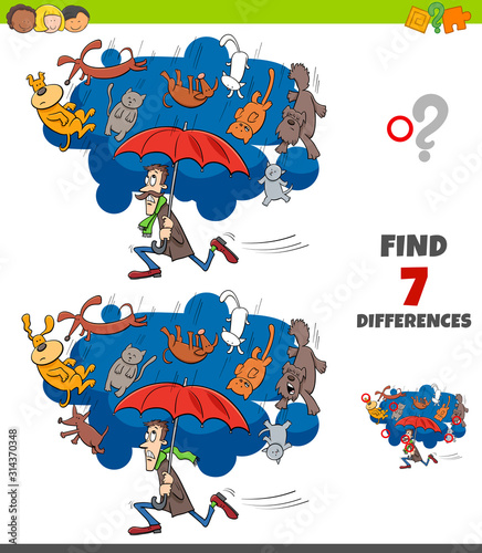 differences game with cats and dogs proverb cartoon
