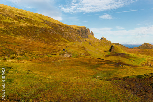 Quiraing landscape on the Isle of Skye in Scotland