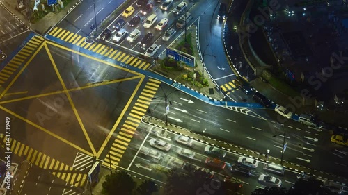 Wallpaper Mural Time lapse of night scene, aerial view of busy junction in Kuala Lumpur, Malaysia. Zoom in Torontodigital.ca