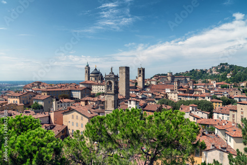 View of Old Town Citta Alta of Bergamo, Italy