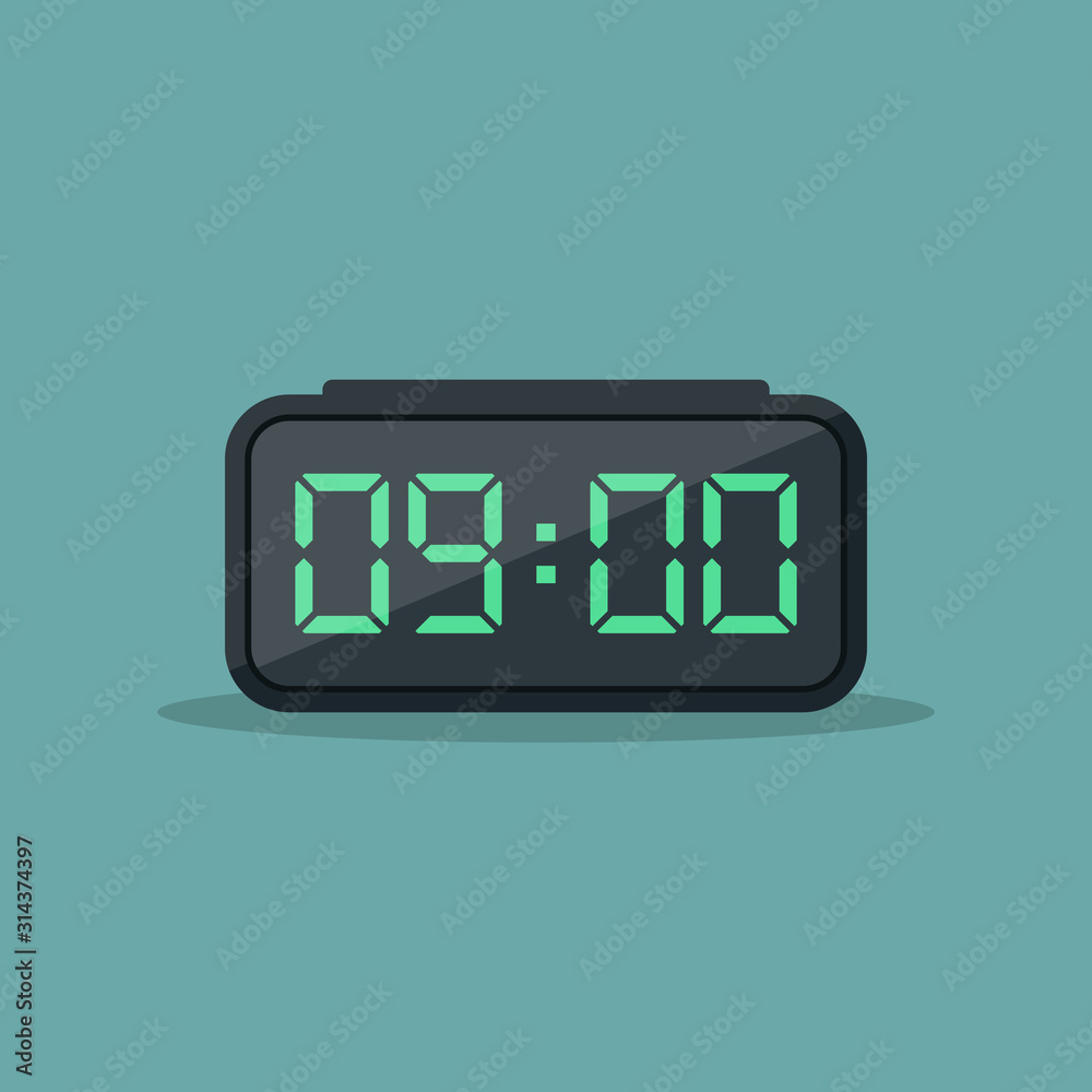 Digital alarm clock vector illustration flat, alarm with digital number flat design vector illustration Digital alarm clock vector illustration flat, alarm with digital number flat design vector illustration