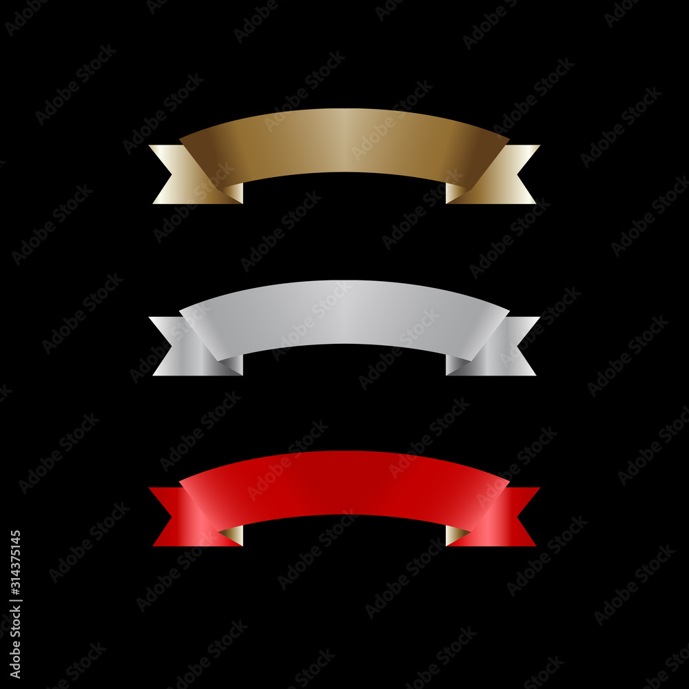 Ribbon Set In Isolated For Celebration, luxury golden ribbon set Ribbon Set In Isolated For Celebration, luxury golden ribbon set