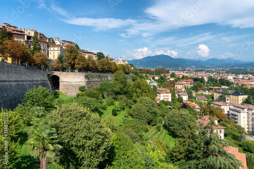 View of Old Town Citta Alta of Bergamo  Italy